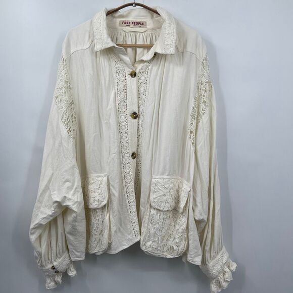 Free People Louisa Jacket Viscose/Linen Sz L - Picture 2 of 10